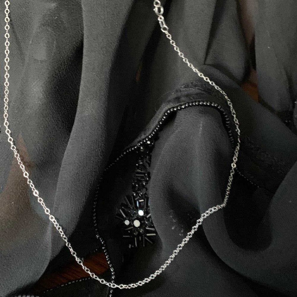 10K White Gold Cable Link Spring Ring 18" Necklace